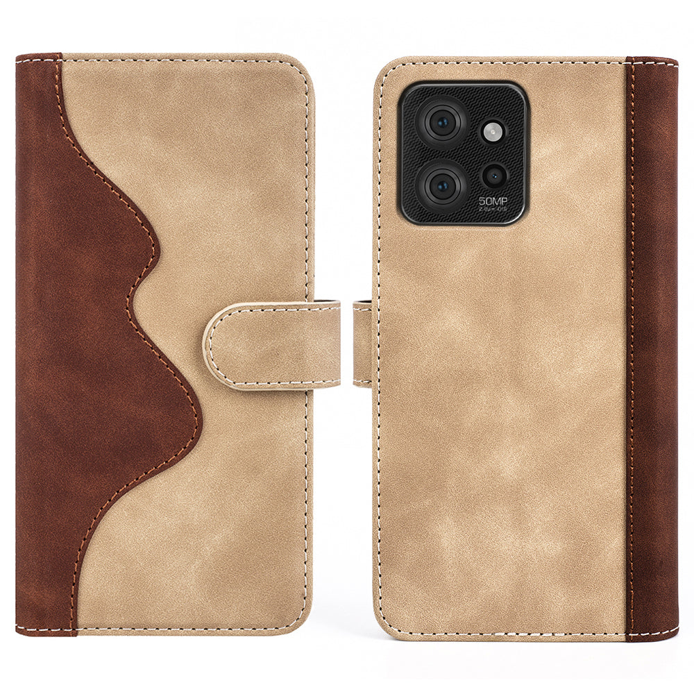 For Motorola ThinkPhone 5G Dual-color Splicing PU Leather Wallet Phone Cover Drop-proof Case