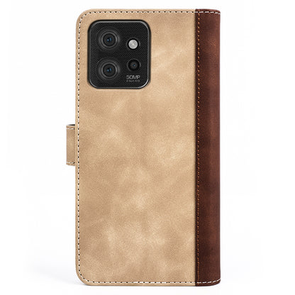 For Motorola ThinkPhone 5G Dual-color Splicing PU Leather Wallet Phone Cover Drop-proof Case