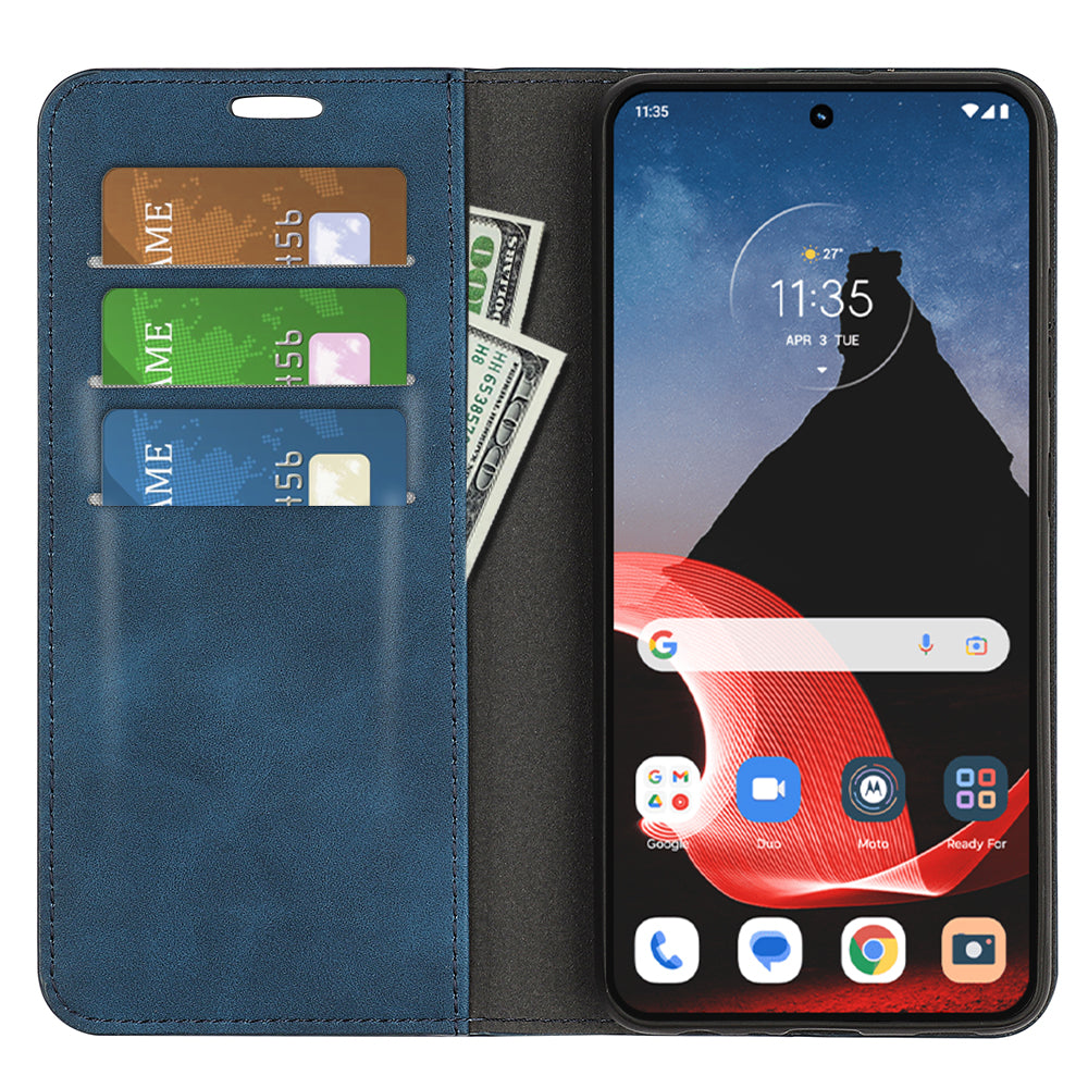 For Motorola ThinkPhone 5G PU Leather Wallet Flip Case Skin-touch Stand Cellphone Cover