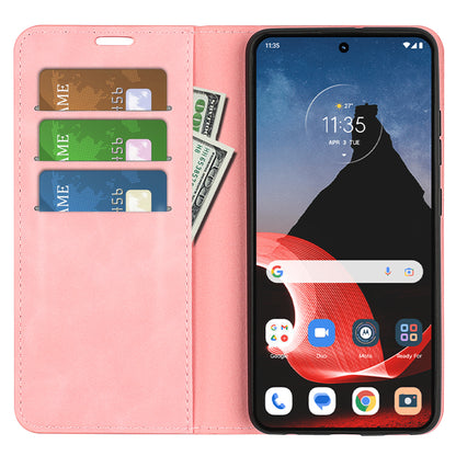 For Motorola ThinkPhone 5G PU Leather Wallet Flip Case Skin-touch Stand Cellphone Cover