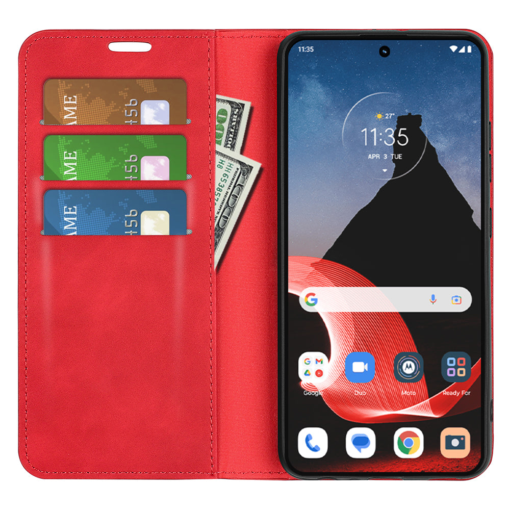 For Motorola ThinkPhone 5G PU Leather Wallet Flip Case Skin-touch Stand Cellphone Cover
