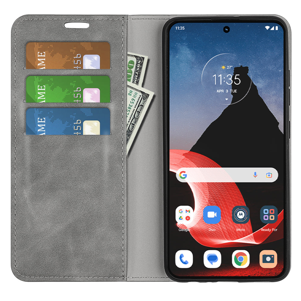 For Motorola ThinkPhone 5G PU Leather Wallet Flip Case Skin-touch Stand Cellphone Cover