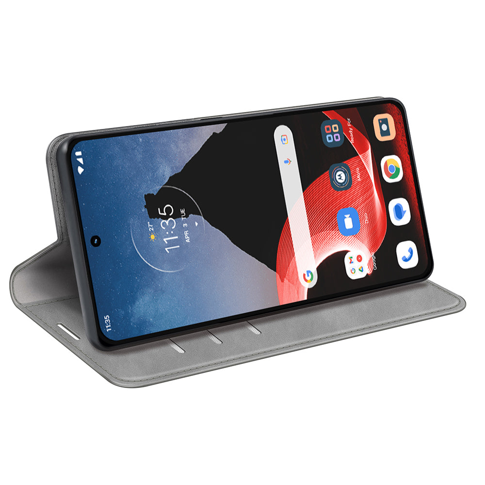 For Motorola ThinkPhone 5G PU Leather Wallet Flip Case Skin-touch Stand Cellphone Cover