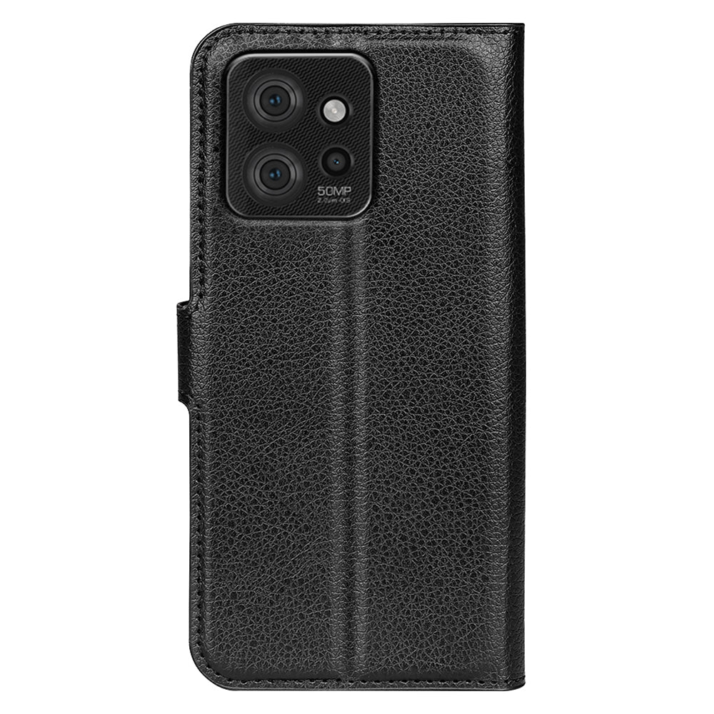 Foldable Stand Case for Motorola ThinkPhone 5G PU Leather Litchi Texture Wallet Folio Flip Phone Cover