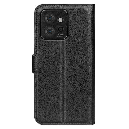 Foldable Stand Case for Motorola ThinkPhone 5G PU Leather Litchi Texture Wallet Folio Flip Phone Cover