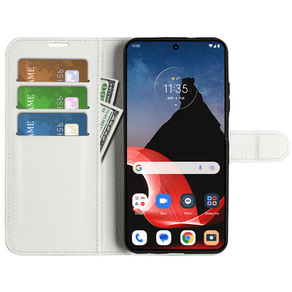 Foldable Stand Case for Motorola ThinkPhone 5G PU Leather Litchi Texture Wallet Folio Flip Phone Cover