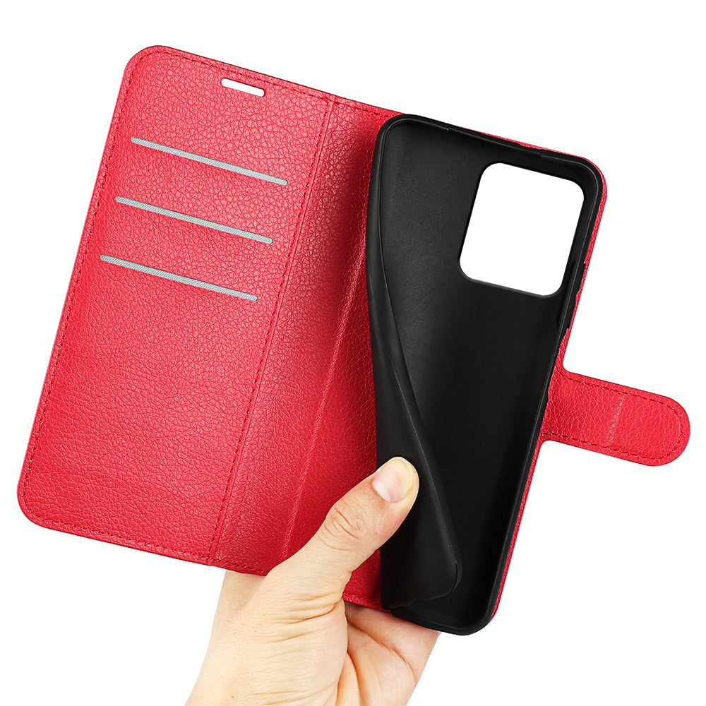 Foldable Stand Case for Motorola ThinkPhone 5G PU Leather Litchi Texture Wallet Folio Flip Phone Cover