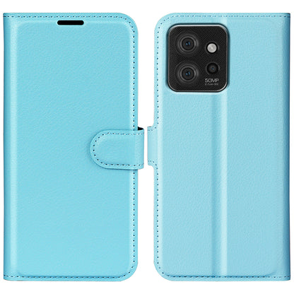 Foldable Stand Case for Motorola ThinkPhone 5G PU Leather Litchi Texture Wallet Folio Flip Phone Cover