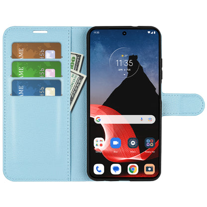 Foldable Stand Case for Motorola ThinkPhone 5G PU Leather Litchi Texture Wallet Folio Flip Phone Cover