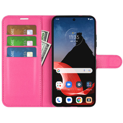 Foldable Stand Case for Motorola ThinkPhone 5G PU Leather Litchi Texture Wallet Folio Flip Phone Cover