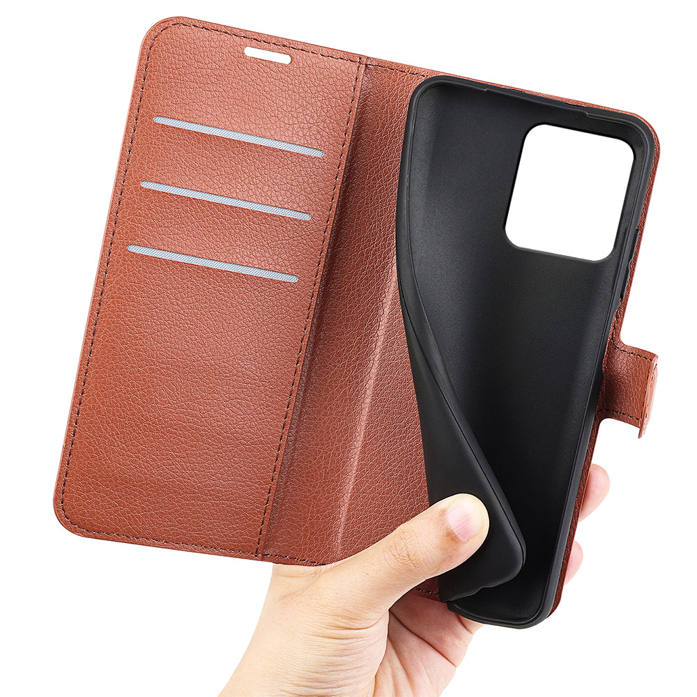 Foldable Stand Case for Motorola ThinkPhone 5G PU Leather Litchi Texture Wallet Folio Flip Phone Cover