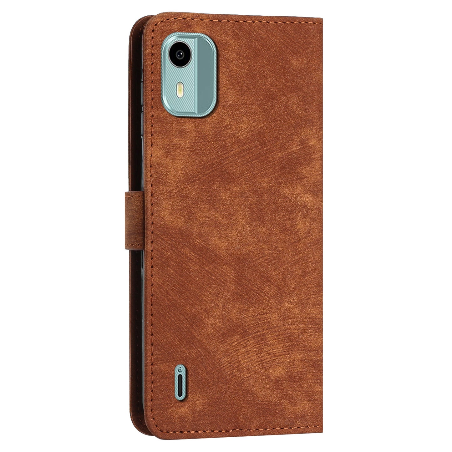 Flip Case for Nokia C12 4G / C12 Pro / C12 Plus Skin-touch Stand Imprinted Lines PU Leather Wallet Phone Cover