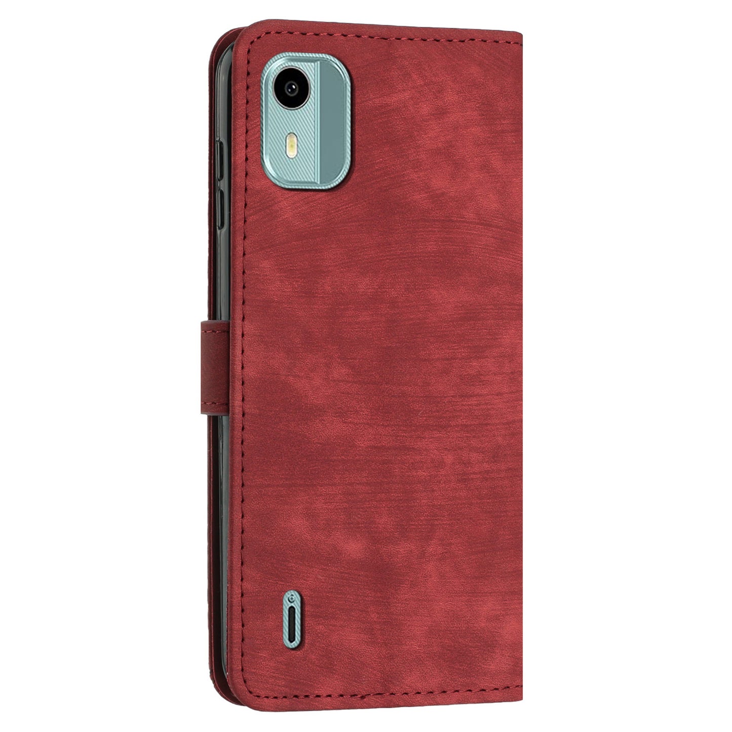 Flip Case for Nokia C12 4G / C12 Pro / C12 Plus Skin-touch Stand Imprinted Lines PU Leather Wallet Phone Cover