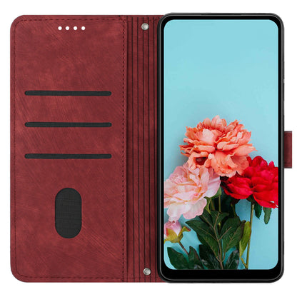 Flip Case for Nokia C12 4G / C12 Pro / C12 Plus Skin-touch Stand Imprinted Lines PU Leather Wallet Phone Cover