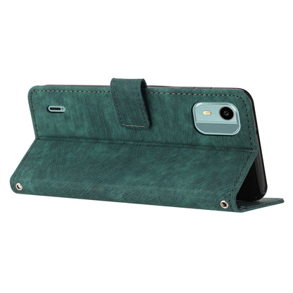 Flip Case for Nokia C12 4G / C12 Pro / C12 Plus Skin-touch Stand Imprinted Lines PU Leather Wallet Phone Cover