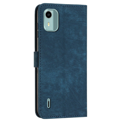 Flip Case for Nokia C12 4G / C12 Pro / C12 Plus Skin-touch Stand Imprinted Lines PU Leather Wallet Phone Cover