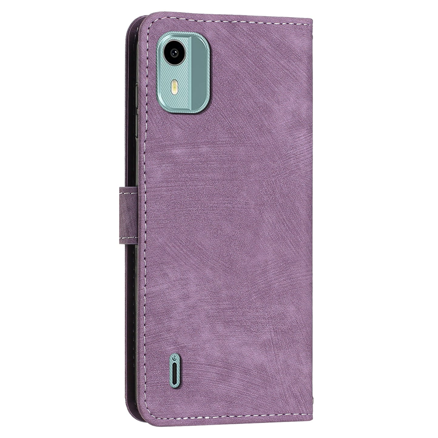 Flip Case for Nokia C12 4G / C12 Pro / C12 Plus Skin-touch Stand Imprinted Lines PU Leather Wallet Phone Cover
