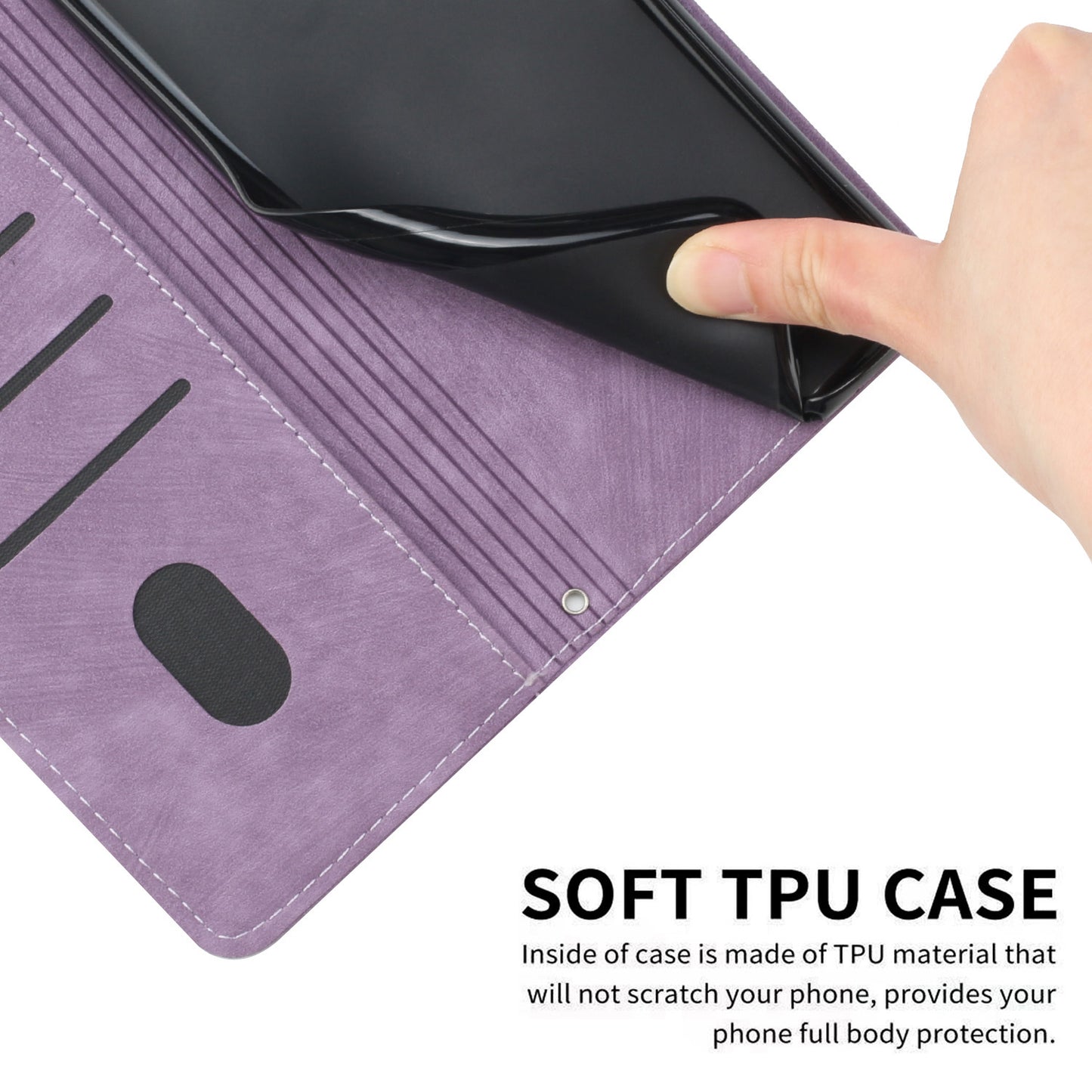 Flip Case for Nokia C12 4G / C12 Pro / C12 Plus Skin-touch Stand Imprinted Lines PU Leather Wallet Phone Cover