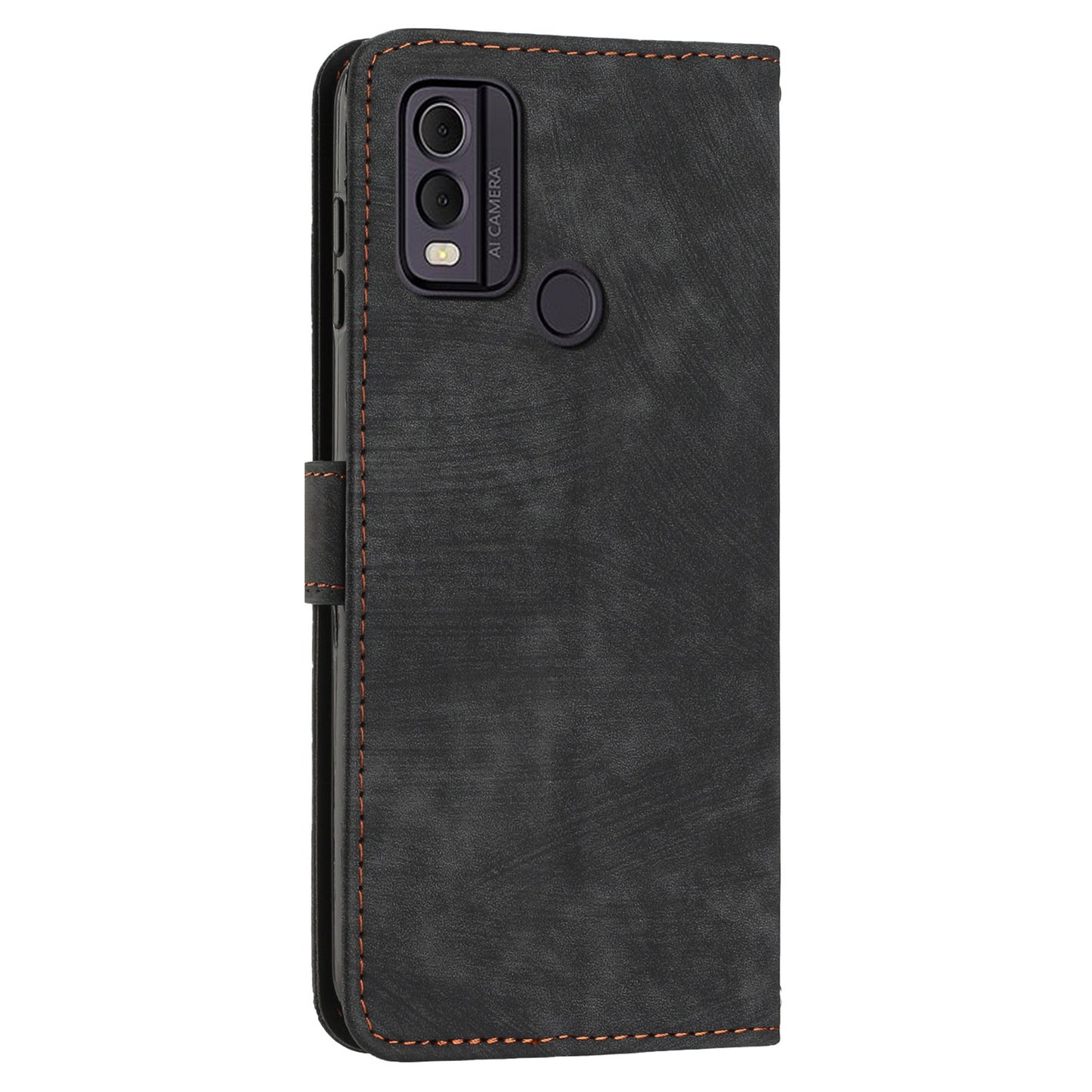 For Nokia C22 PU Leather Flip Case Skin-touch Stand Imprinted Lines Wallet Anti-drop Phone Cover