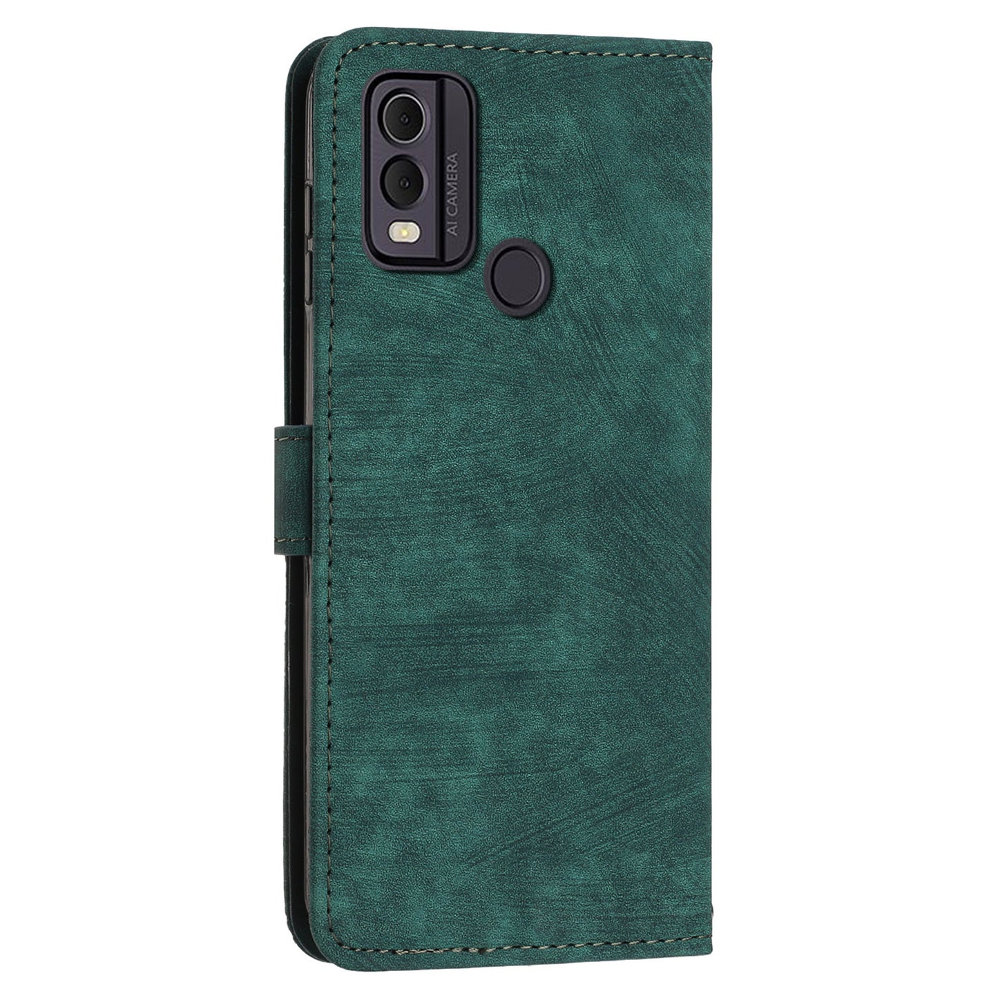 For Nokia C22 PU Leather Flip Case Skin-touch Stand Imprinted Lines Wallet Anti-drop Phone Cover