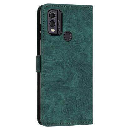 For Nokia C22 PU Leather Flip Case Skin-touch Stand Imprinted Lines Wallet Anti-drop Phone Cover