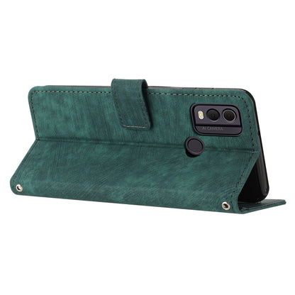 For Nokia C22 PU Leather Flip Case Skin-touch Stand Imprinted Lines Wallet Anti-drop Phone Cover