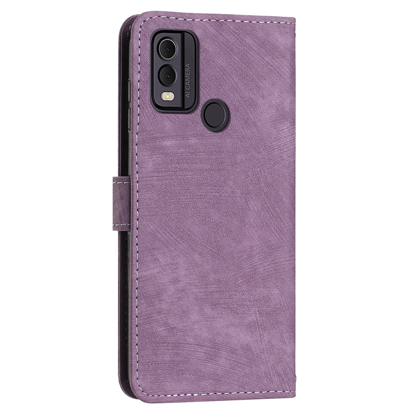 For Nokia C22 PU Leather Flip Case Skin-touch Stand Imprinted Lines Wallet Anti-drop Phone Cover
