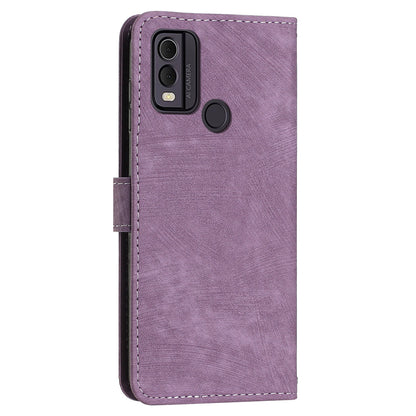 For Nokia C22 PU Leather Flip Case Skin-touch Stand Imprinted Lines Wallet Anti-drop Phone Cover