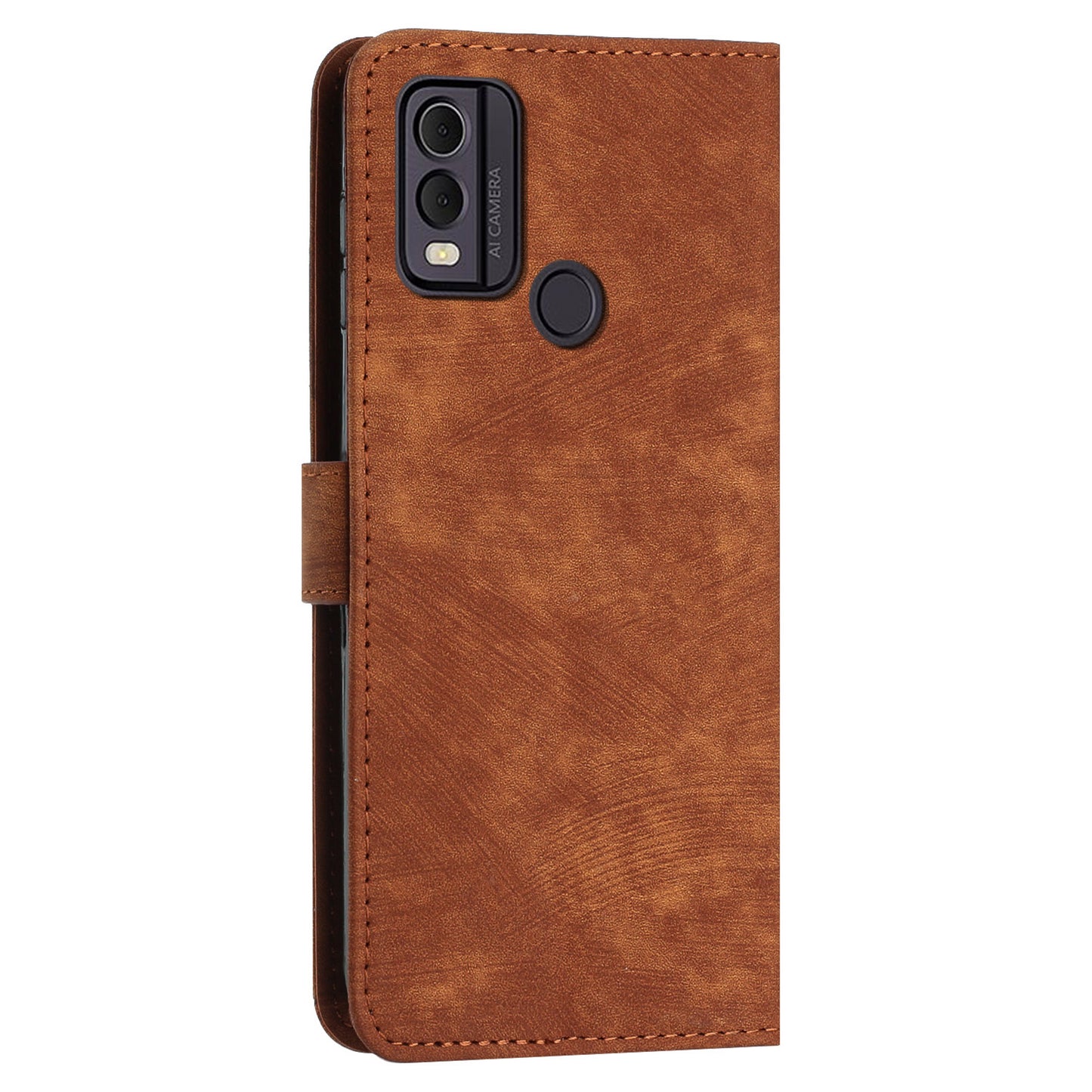 For Nokia C22 PU Leather Flip Case Skin-touch Stand Imprinted Lines Wallet Anti-drop Phone Cover