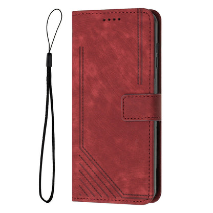 For Nokia C22 PU Leather Flip Case Skin-touch Stand Imprinted Lines Wallet Anti-drop Phone Cover