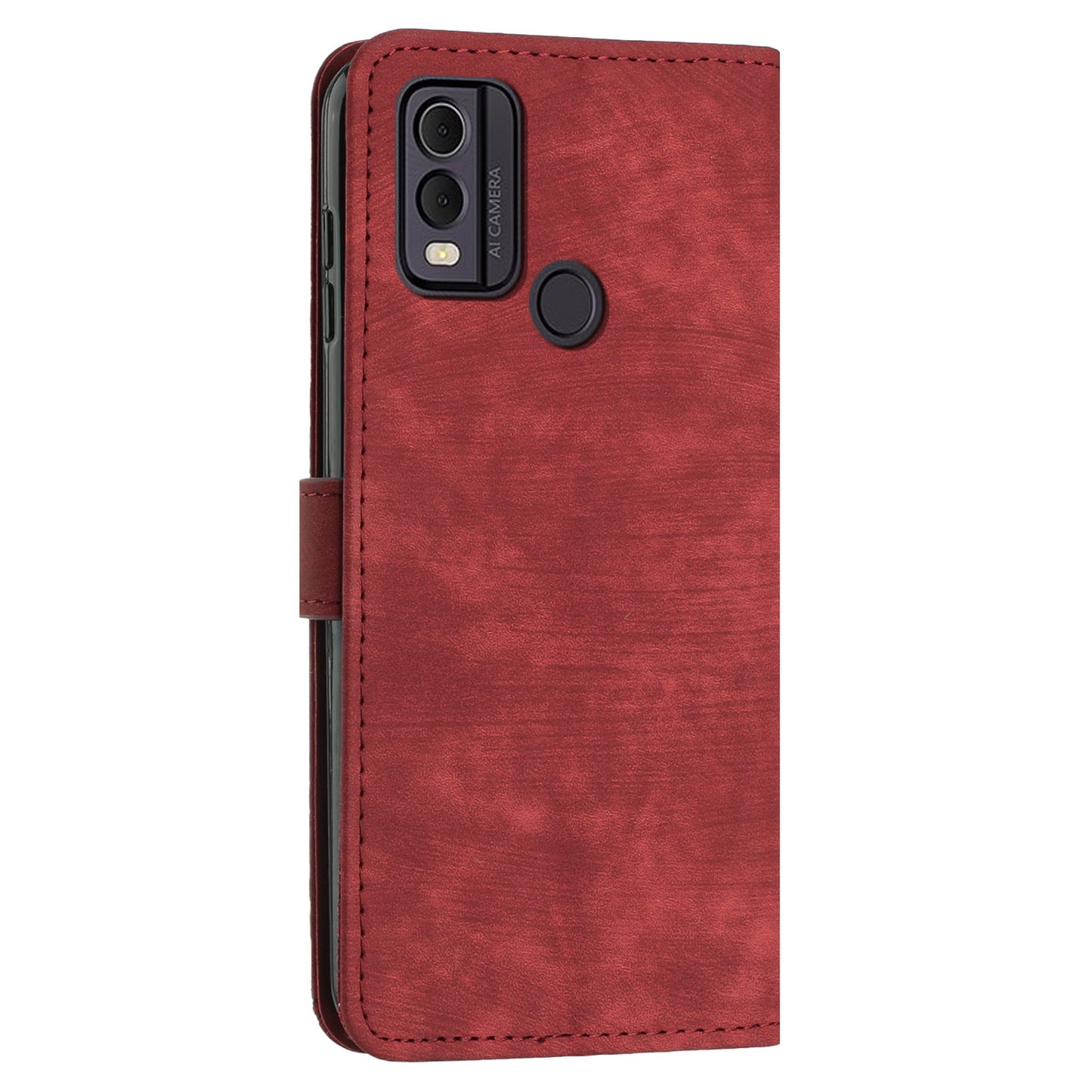 For Nokia C22 PU Leather Flip Case Skin-touch Stand Imprinted Lines Wallet Anti-drop Phone Cover