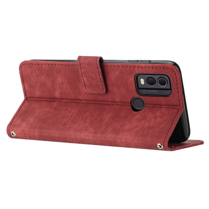 For Nokia C22 PU Leather Flip Case Skin-touch Stand Imprinted Lines Wallet Anti-drop Phone Cover