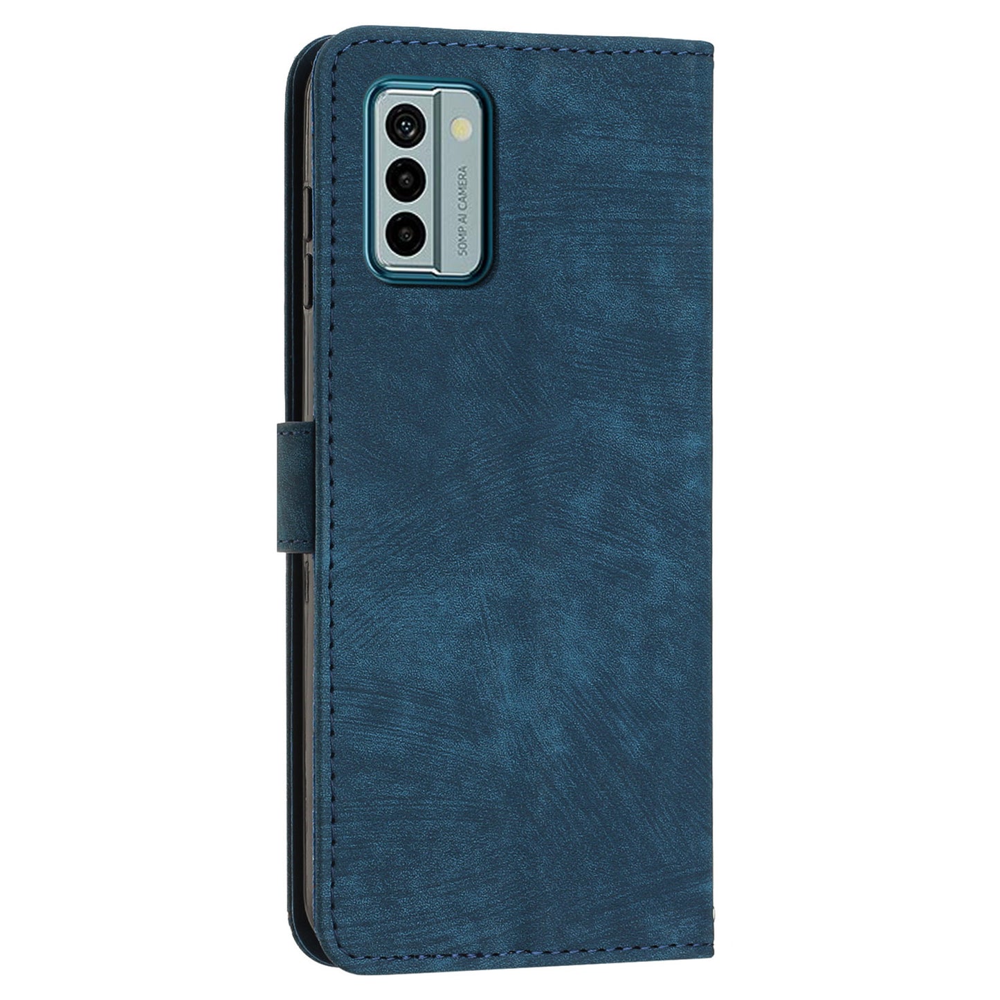 For Nokia G22 Imprinted Lines Flip Case Skin-touch PU Leather Phone Cover with Stand Wallet