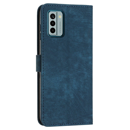 For Nokia G22 Imprinted Lines Flip Case Skin-touch PU Leather Phone Cover with Stand Wallet