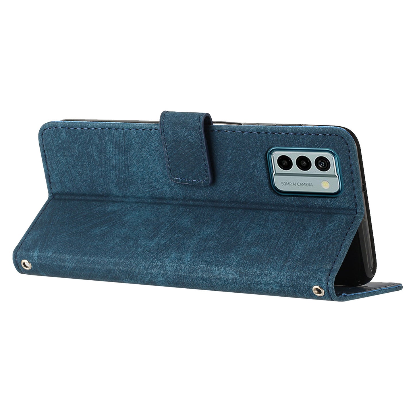 For Nokia G22 Imprinted Lines Flip Case Skin-touch PU Leather Phone Cover with Stand Wallet