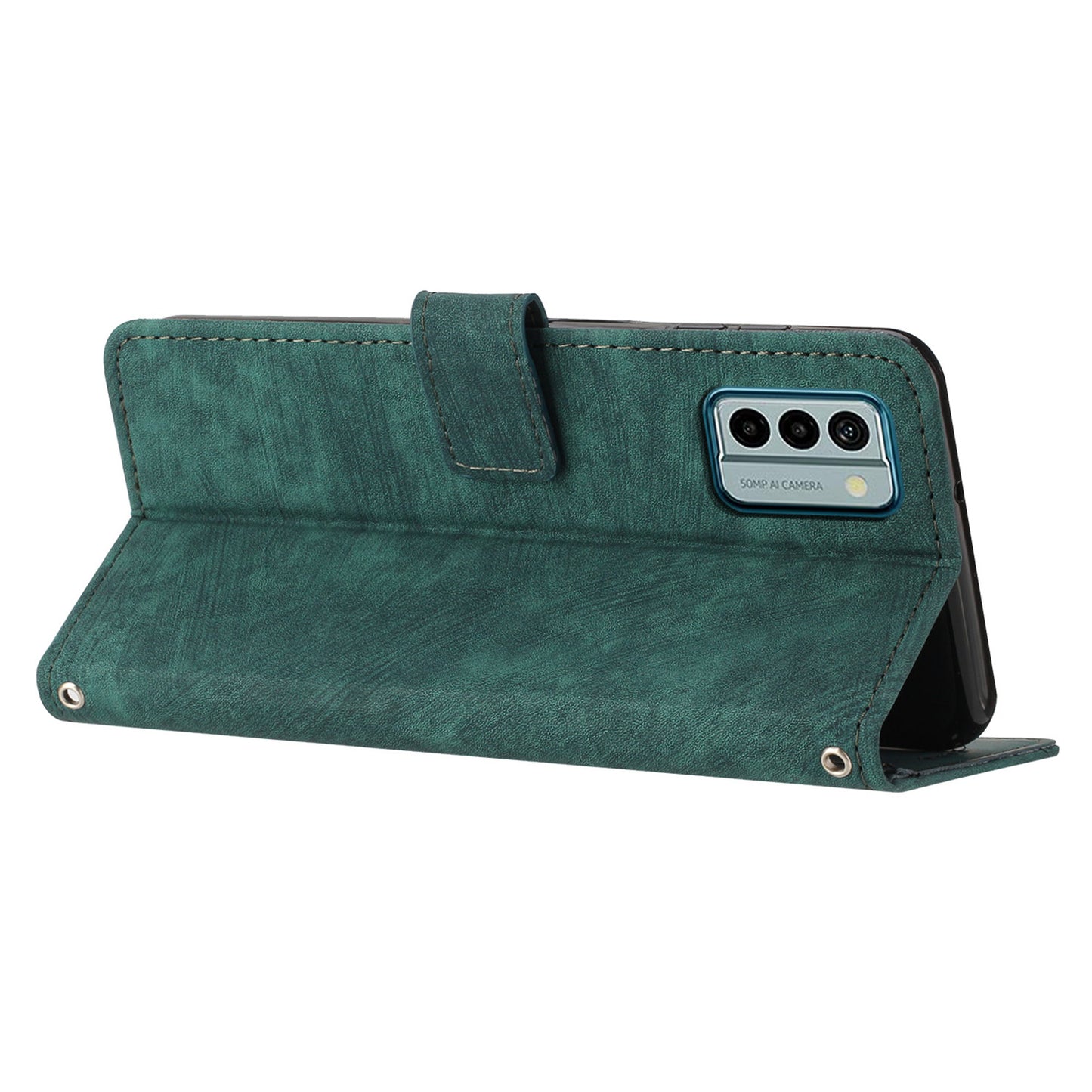 For Nokia G22 Imprinted Lines Flip Case Skin-touch PU Leather Phone Cover with Stand Wallet