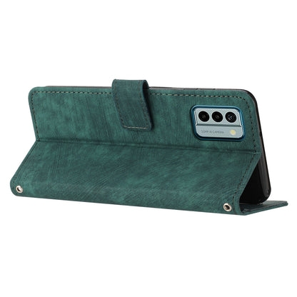 For Nokia G22 Imprinted Lines Flip Case Skin-touch PU Leather Phone Cover with Stand Wallet