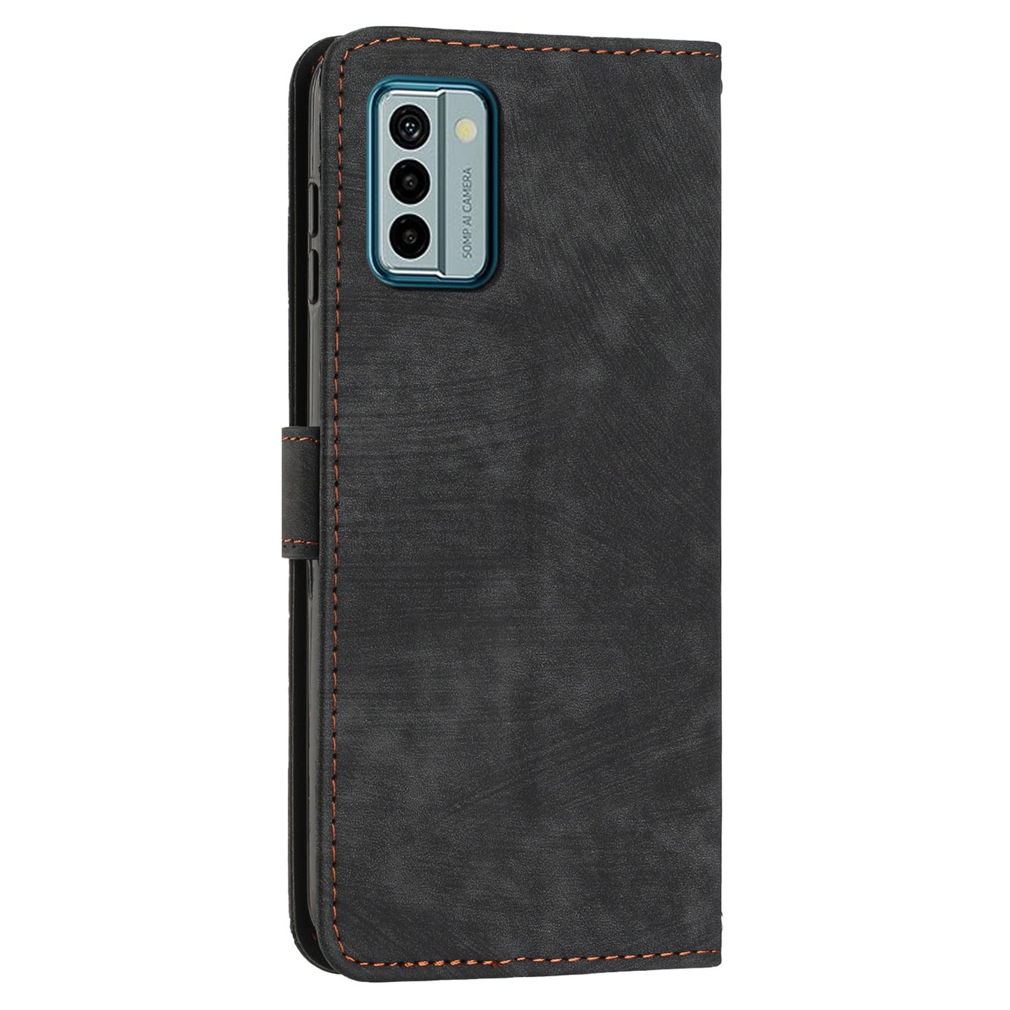 For Nokia G22 Imprinted Lines Flip Case Skin-touch PU Leather Phone Cover with Stand Wallet