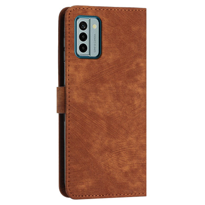 For Nokia G22 Imprinted Lines Flip Case Skin-touch PU Leather Phone Cover with Stand Wallet