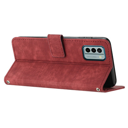 For Nokia G22 Imprinted Lines Flip Case Skin-touch PU Leather Phone Cover with Stand Wallet
