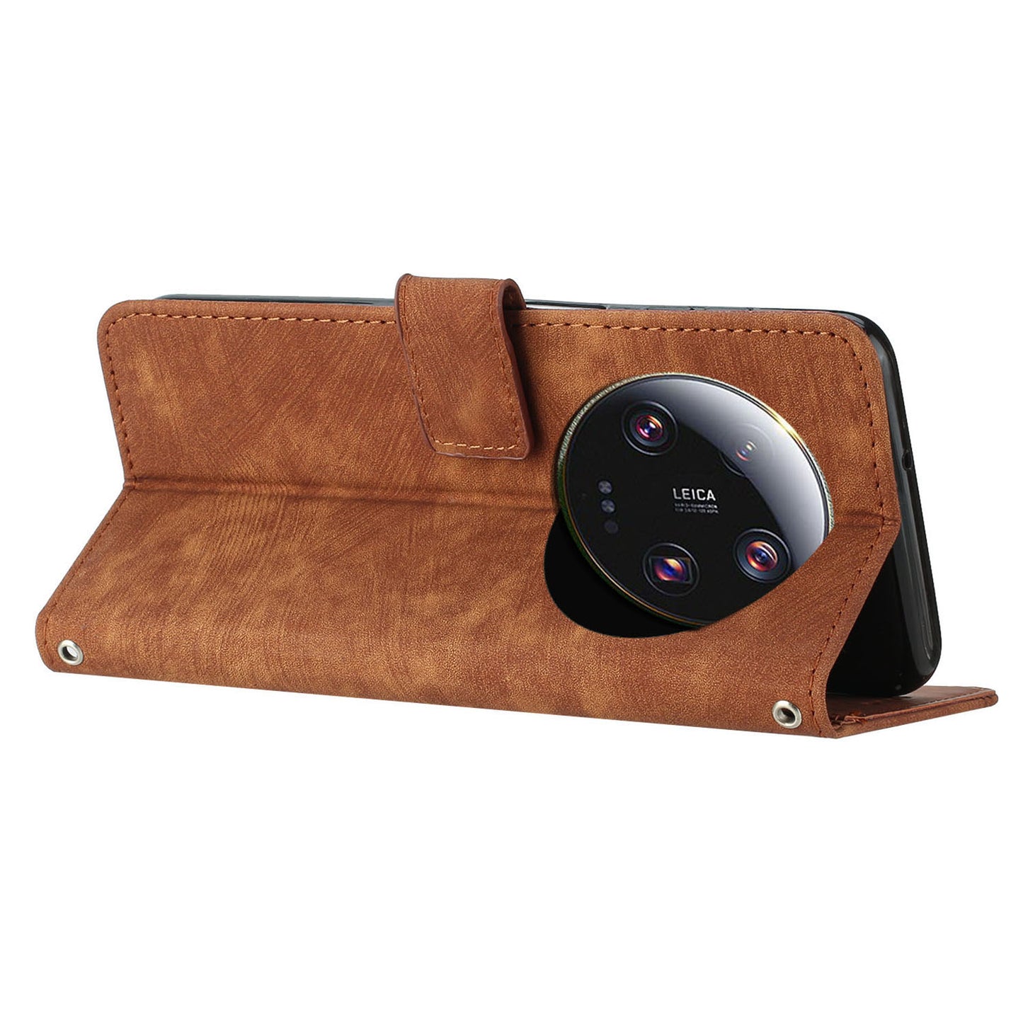 For Xiaomi 13 Ultra Anti-scratch Imprinted Lines Flip Case Skin-touch PU Leather Stand Wallet Phone Cover