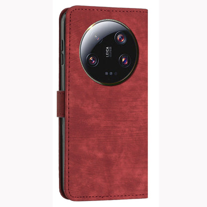 For Xiaomi 13 Ultra Anti-scratch Imprinted Lines Flip Case Skin-touch PU Leather Stand Wallet Phone Cover