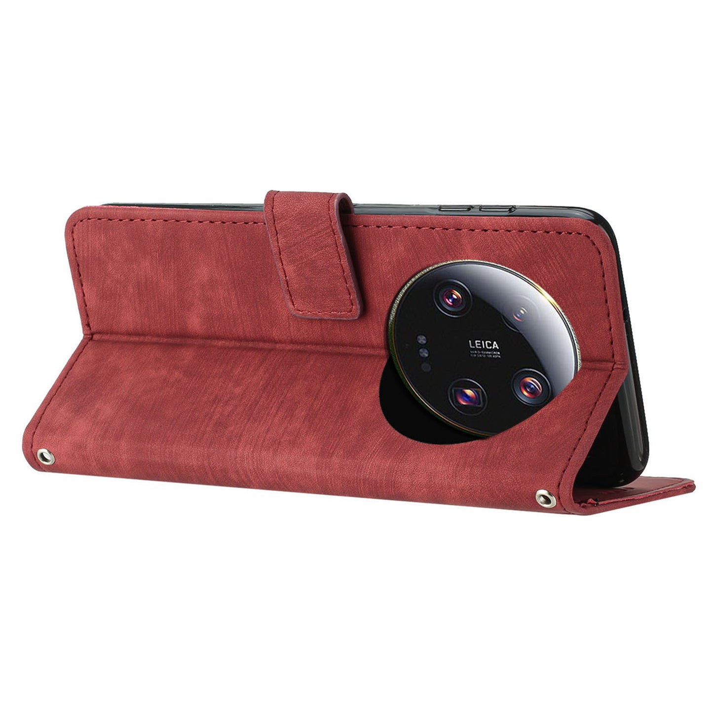 For Xiaomi 13 Ultra Anti-scratch Imprinted Lines Flip Case Skin-touch PU Leather Stand Wallet Phone Cover