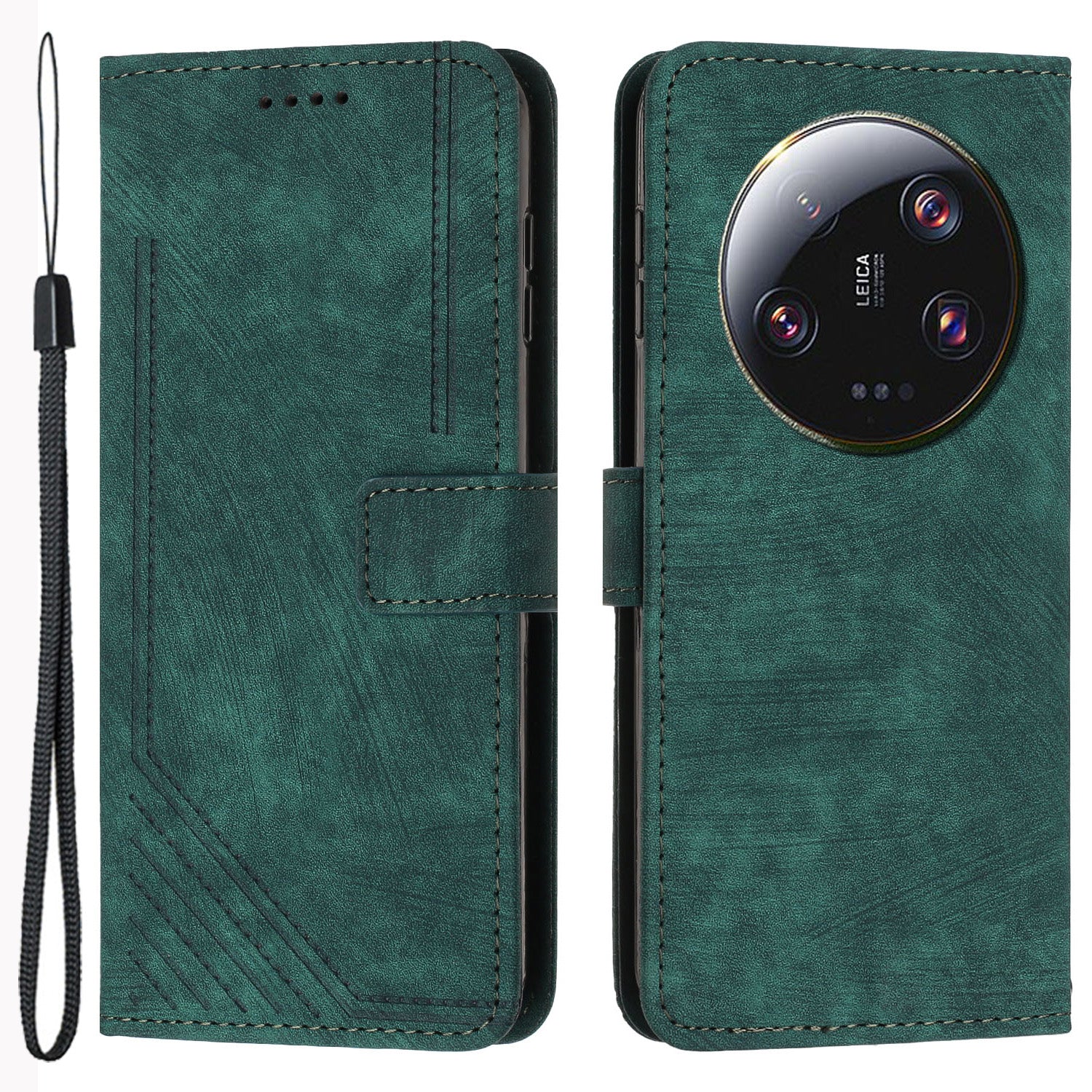 For Xiaomi 13 Ultra Anti-scratch Imprinted Lines Flip Case Skin-touch PU Leather Stand Wallet Phone Cover