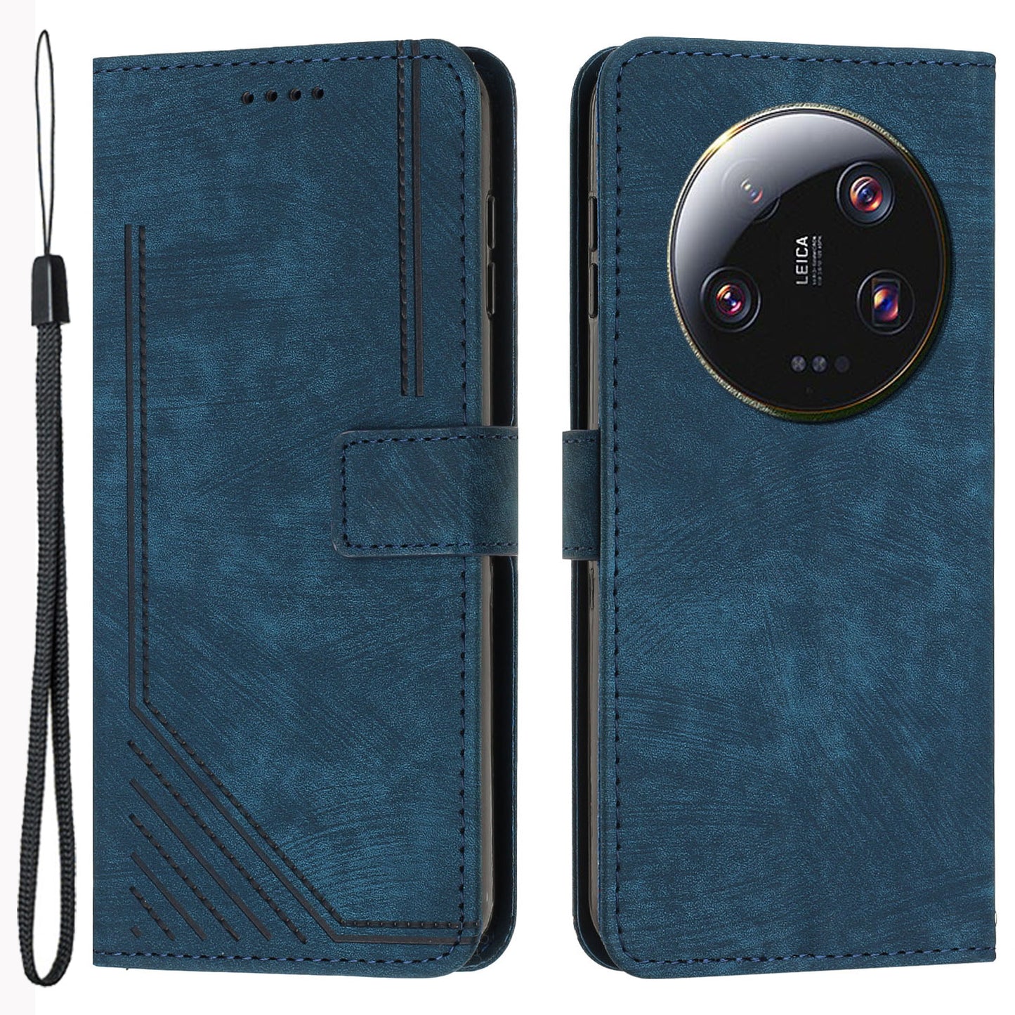 For Xiaomi 13 Ultra Anti-scratch Imprinted Lines Flip Case Skin-touch PU Leather Stand Wallet Phone Cover