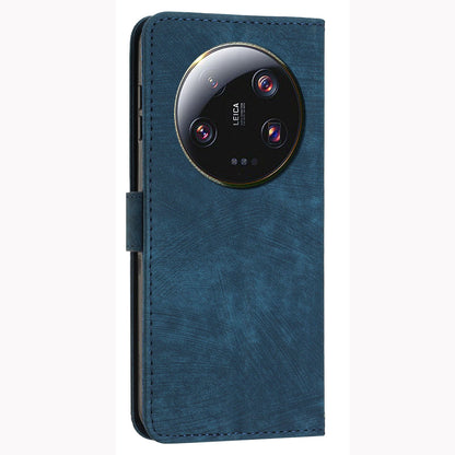 For Xiaomi 13 Ultra Anti-scratch Imprinted Lines Flip Case Skin-touch PU Leather Stand Wallet Phone Cover