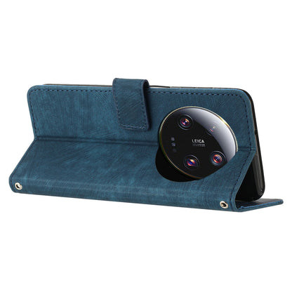 For Xiaomi 13 Ultra Anti-scratch Imprinted Lines Flip Case Skin-touch PU Leather Stand Wallet Phone Cover