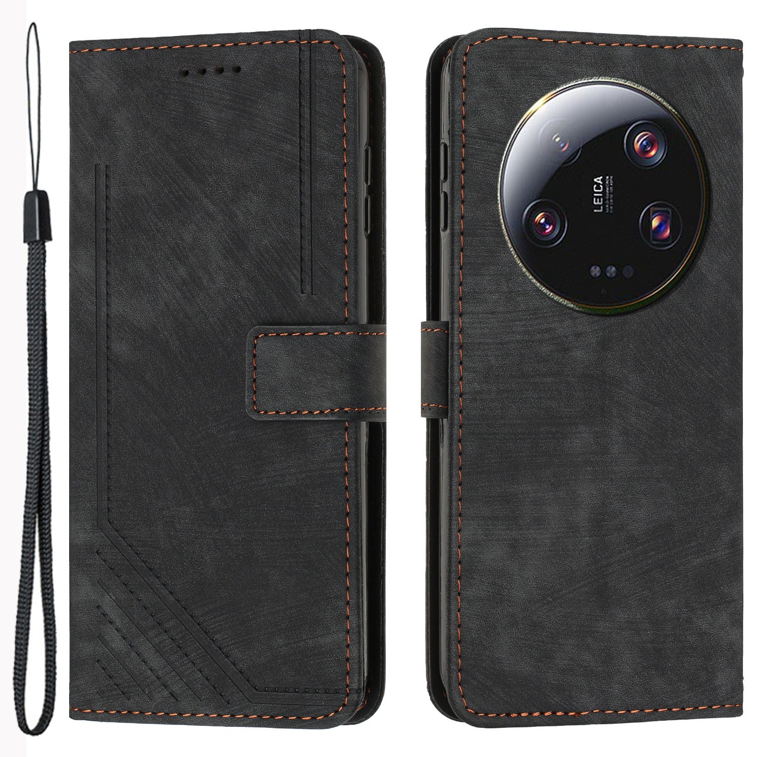 For Xiaomi 13 Ultra Anti-scratch Imprinted Lines Flip Case Skin-touch PU Leather Stand Wallet Phone Cover