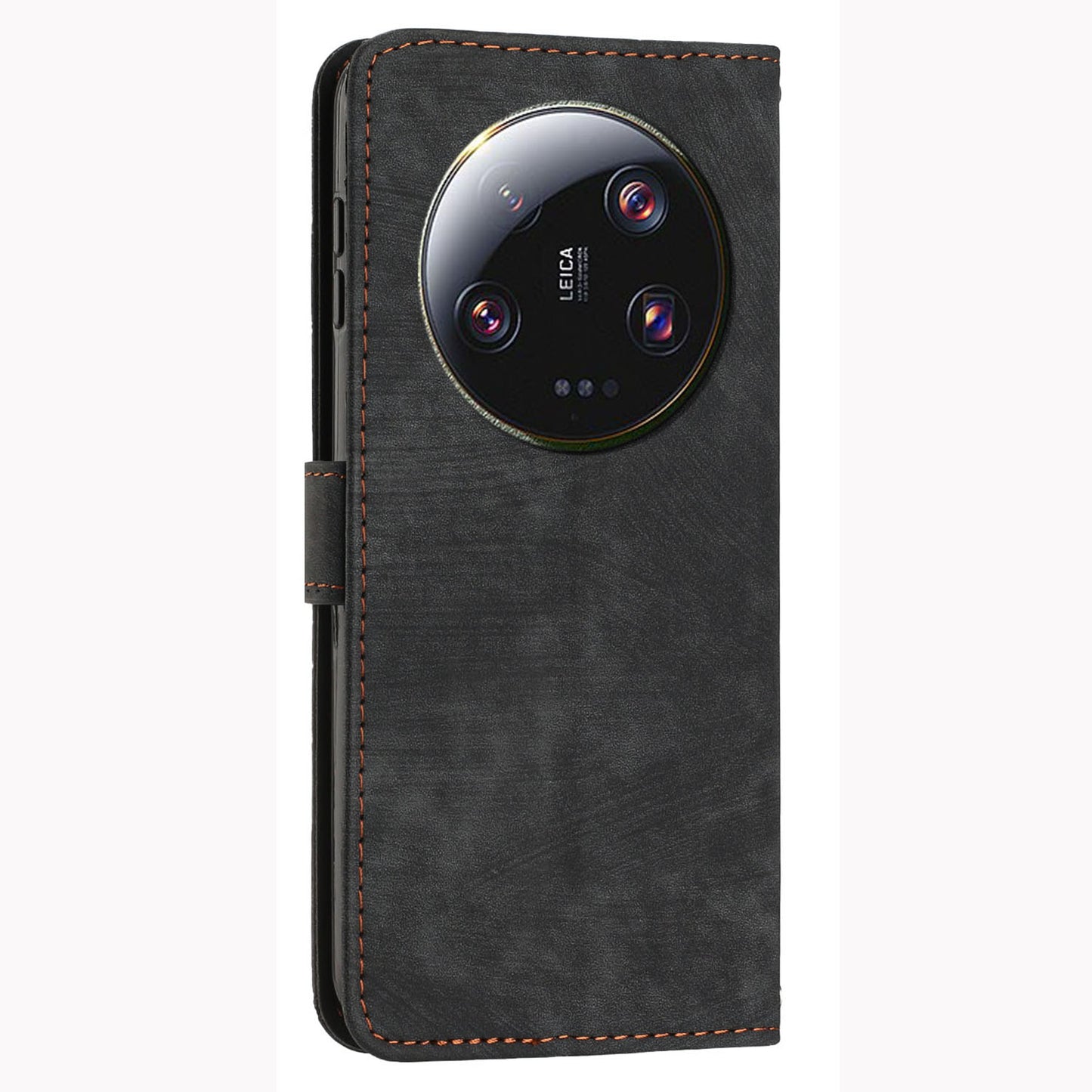 For Xiaomi 13 Ultra Anti-scratch Imprinted Lines Flip Case Skin-touch PU Leather Stand Wallet Phone Cover