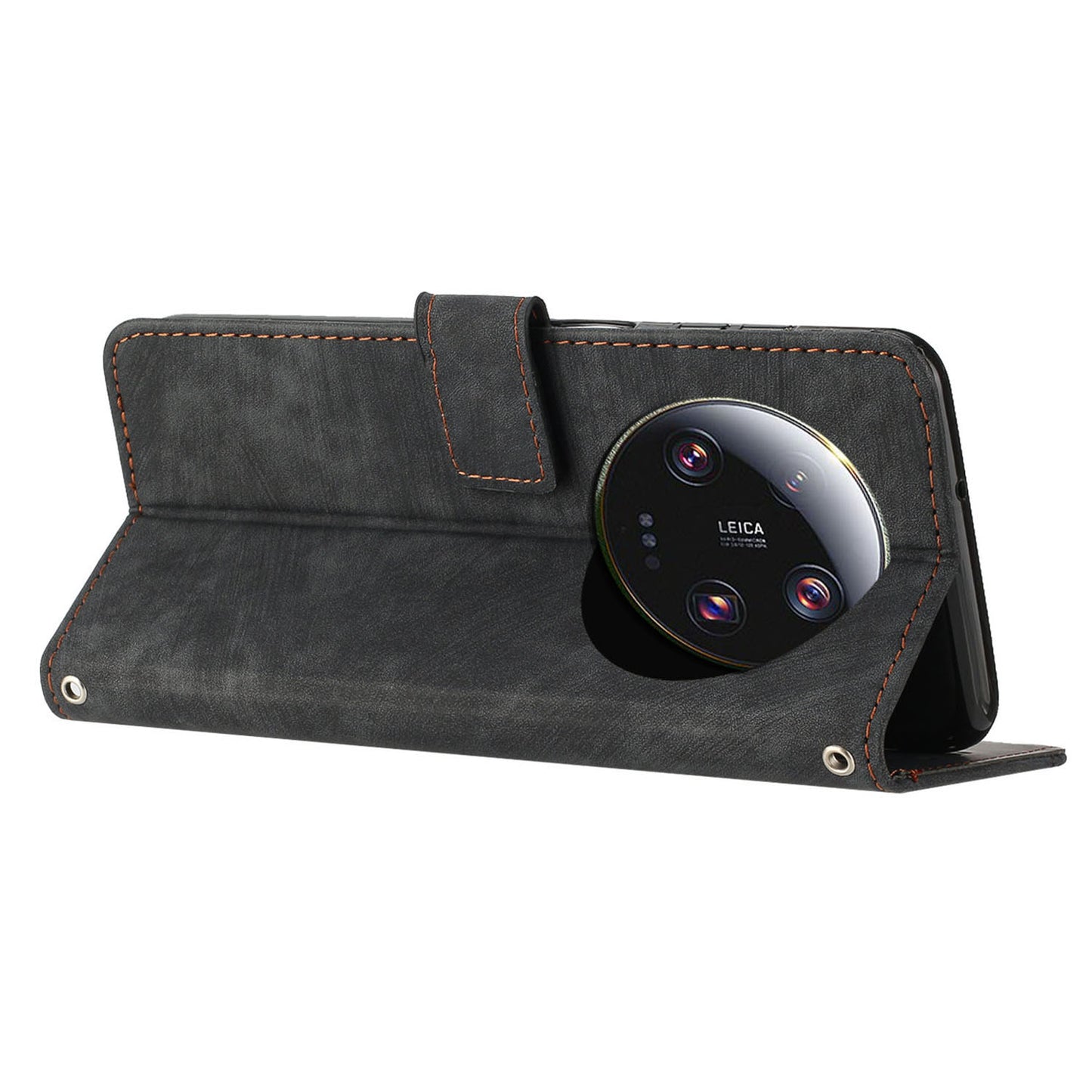 For Xiaomi 13 Ultra Anti-scratch Imprinted Lines Flip Case Skin-touch PU Leather Stand Wallet Phone Cover